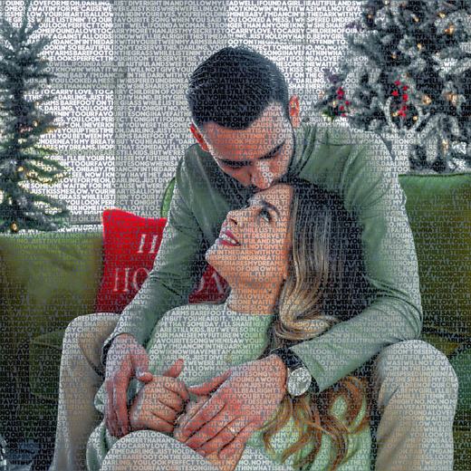 Couple portrait made from their wedding song lyrics